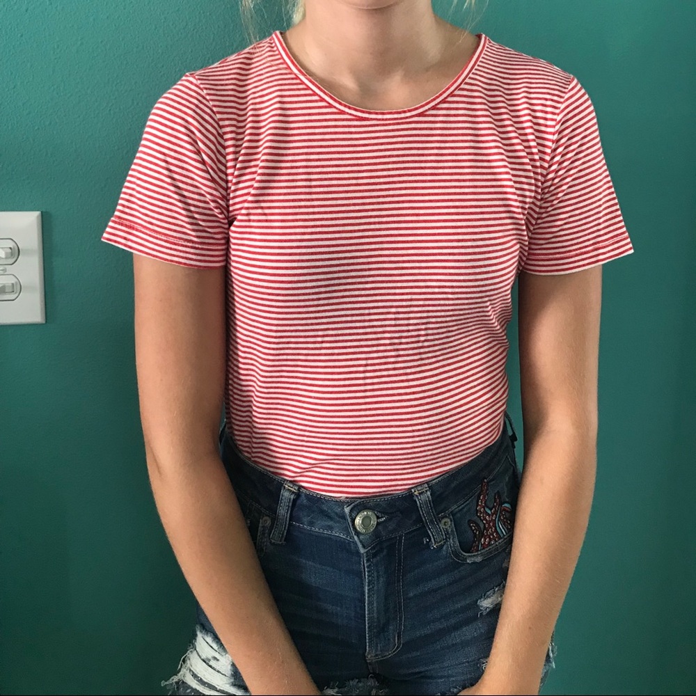 Red and white striped Pacsun top
